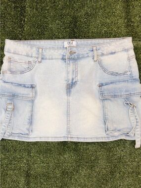 PBJ Light Blue Denim Cargo Mini Skirt